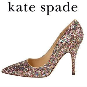 KATE SPADE LICORICE TOO GLITTER  PUMPS SIZE 7.5